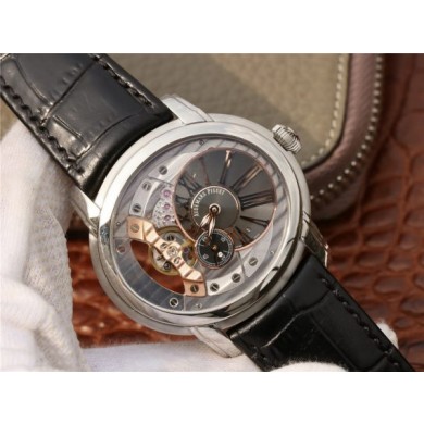 Audemars-Piguet Millennium Series 15350 V9F Skeleton Gray Dial Dark Brown Leather Strap WJ01180