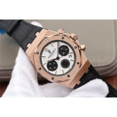 Audemars-Piguet Royal Oak Chronograph 26331 White Dial Leather Strap WJ00905