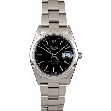 Best Rolex Date 15200 Steel Oyster Black Dial JW1702