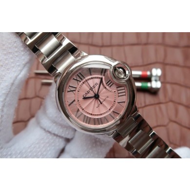 Cartier Ballon Bleu 33mm Pink Textured Dial Bracelet Cartier WJ00941