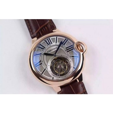 Cartier Ballon de Cartier Tourbillon Gray Dial Leather Strap Cartier WJ00944