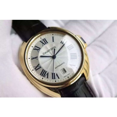 Cartier Cle de Cartier White Textured Dial Leather Strap Cartier WJ01248