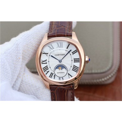 Cartier Drive de Cartier White Textured Dial Leather Strap WJ00354