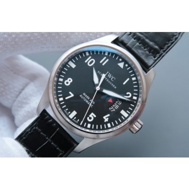 Copy Best IWC MKF Mark XVII Black Dial Black Leather Strap IWC WJ00007