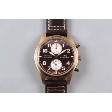 Copy IWC V6 Pilot Chrono Brown/White Dial WJ00713