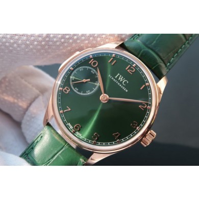 Fake IWC YLF Portuguese IW5242 Green Dial Gold Makers WJ00498