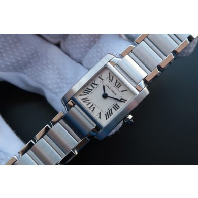 High Quality Cartier Tank Francaise Ladies Whtie Dial Bracelet Ronda Quartz WJ00916