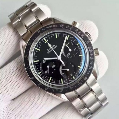 High Quality Replica Omega Speedmaster MoonWatch Black Dial Bracelet Chrono Movement WJ00265