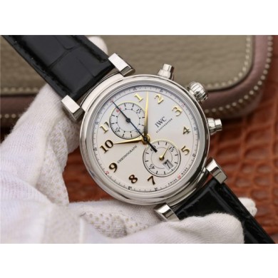 IWC Da Vinci Chrono IW3934 White Dial Gold Markers Black Leather Strap IWC WJ01165