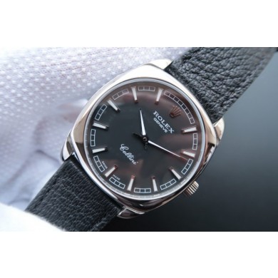 Knockoff High Quality Rolex Cellini Danaos 4243 Black Dial Black Leather Strap WJ00186