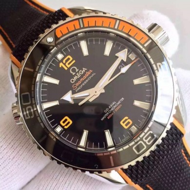 Omega Planet Ocean 42mm Black/Orange Bezel Black Dial Nylon Strap WJ00444