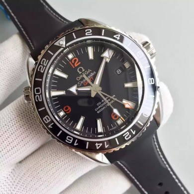 Omega Planet Ocean GMT Black Dial Orange Markers Rubber Strap Omega WJ00235