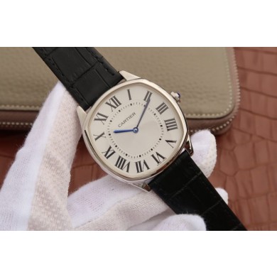 Replica Best Cartier Drive de Cartier White Dial Leather Strap WJ00889