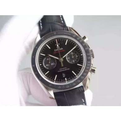 Replica Omega Speedmaster Moonwatch Chrono Dark Side Of The Moon Leather Omega WJ01178