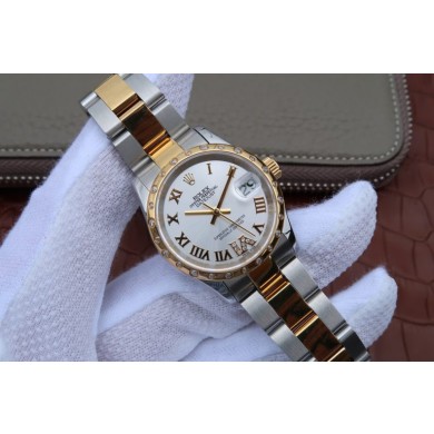 Rolex DateJust 31mm Diamonds Bezel Roman Markers White Dial Bracelet Rolex WJ00618