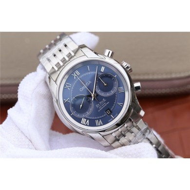 Top Omega De Ville Chronograph 42mm Blue Dial Bracelet WJ00891