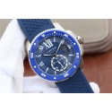 Copy Luxury Cartier J Calibre De Cartier Diver Blue Dial Blue Rubber Strap Cartier WJ00168