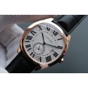 High Quality Imitation Cartier Drive de Cartier White Textured Dial Black Leather Strap WJ00060