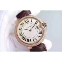 Knockoff Cartier Ballon Bleu 40mm Diamonds Bezel Whit Dial Leather Strap Cartier WJ00364