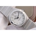 Omega V6 Constellation 27mm White Textured Dial Diamonds Bezel Bracelet Ronda Quartz WJ00306