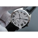 Top Replica Cartier Drive de Cartier White Textured Dial Black Leather Strap Cartier WJ00052