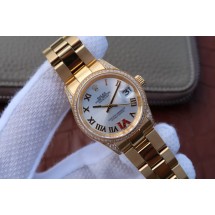 Best Knockoff Rolex DateJust 31mm Diamonds Bezel Roman Markers White Dial WJ00201