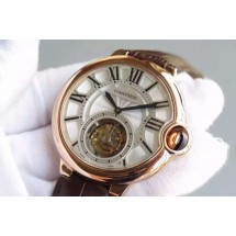 Cartier Ballon Bleu Tourbillon Brown Leather Strap WJ01070