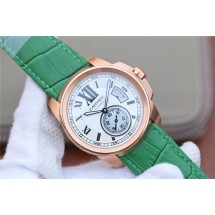 Cartier Calibre de Cartier White Dial Leather Strap WJ00044