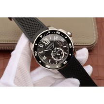 Cartier J Calibre De Cartier Diver Black Dial Black Rubber Strap Cartier WJ00920