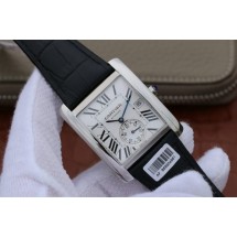 Cartier Tank MC Textured White Dial Black Leather Strap WJ00751