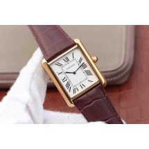 Copy Cartier Tank W1560017 White Dial Brown Leather Strap Cartier WJ01184