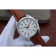 Copy Omega Aqua Terra Master White Textured Dial Orange Hands Leather Omega WJ00613