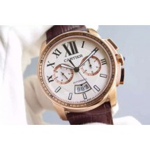 Fake Cartier Cartier Calibre de Cartier Chronograph White Dial WJ01325