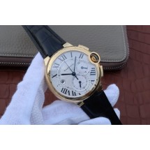 Knockoff Top Cartier Ballon Bleu De Cartier Chrono 47mm White Dial Leather Strap WJ00194