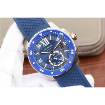 Luxury Cartier J Calibre De Cartier Diver Blue Dial Mark Blue Rubber Strap Cartier WJ00269