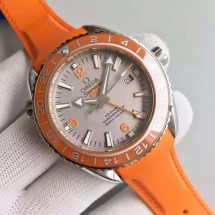 Luxury Omega Planet Ocean GMT Gray Dial Orange Bezel Rubber Strap WJ00912