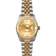 Midsize Rolex Datejust 68273 Diamond Dial TT JW0391