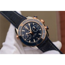 Omega Planet Ocean Master Chronometer Blue Bezel Blue Dial Leather Strap Omega WJ00977