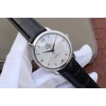 Omega V6 De Ville 37mm White Dial Black Leather Strap WJ01029