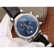 Quality IWC Da Vinci Chrono Laureus IW393402 Blue Dial Black Leather Strap WJ00250