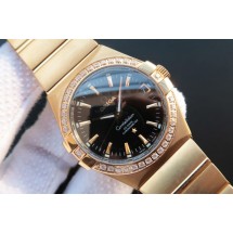 Replica Omega V6 Constellation Black Dial Diamonds Bezel Bracelet Omega WJ00718