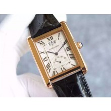 Cartier Tank W1560003 White Textured Black Leather Strap WJ00605