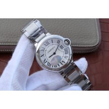 Cartier V6F Ballon Bleu 36mm White Dial Bracelet Ronda Quartz WJ00196