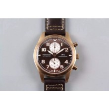 Copy IWC V6 Pilot Chrono Brown/White Dial WJ00713