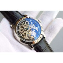 Designer Audemars-Piguet Jules Audemars Skeleton Tourbillon Black Dial Leather Strap WJ00499