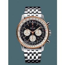 Fake Breitling Navitimer 1 B01 Chronograph 46 Steel & red gold Black WJ00865