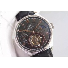 Imitation IWC TF Portuguese Tourbillon Moonphase Leather Strap WJ01406