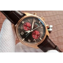 IWC Pilot Chrono 3878 Gray/Red Dial Leather Strap IWC WJ00732