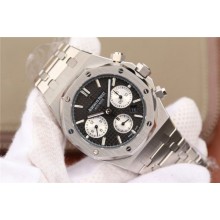 Knockoff Best Quality Audemars-Piguet Royal Oak Chronograph Black/White Dial Bracelet WJ00527