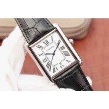 Knockoff Cartier Tank White Dial Brown Leather Strap WJ00429